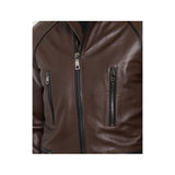 Chaqueta de piel de cuero marrón Di Lambskin