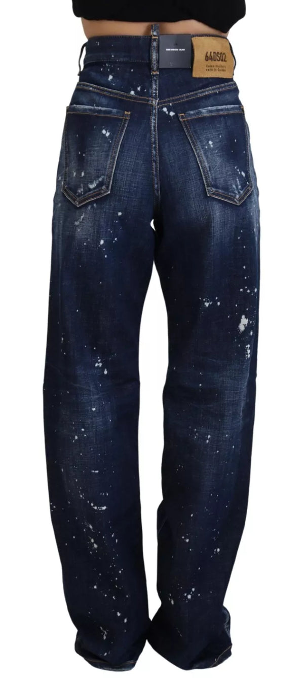 Blau hohe Taille zerfetzt Denim Jeans San Diego