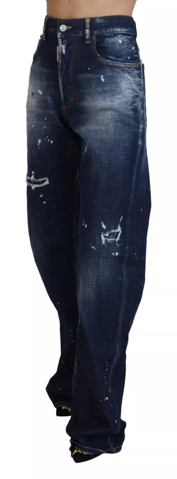 Blue High Aaist Tattered Denim Jeans San Diego