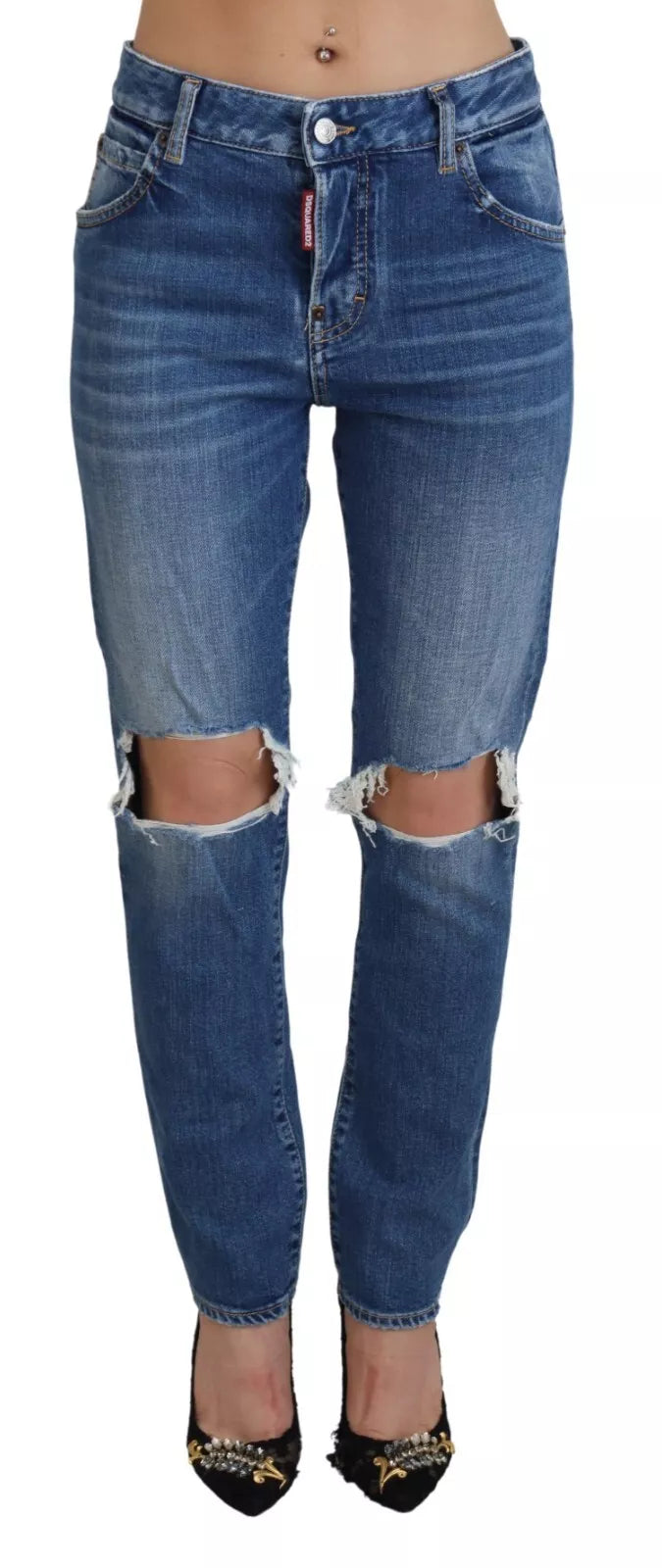 Cooles Mädchen blau verzweifelt mittelhüftel Jeans