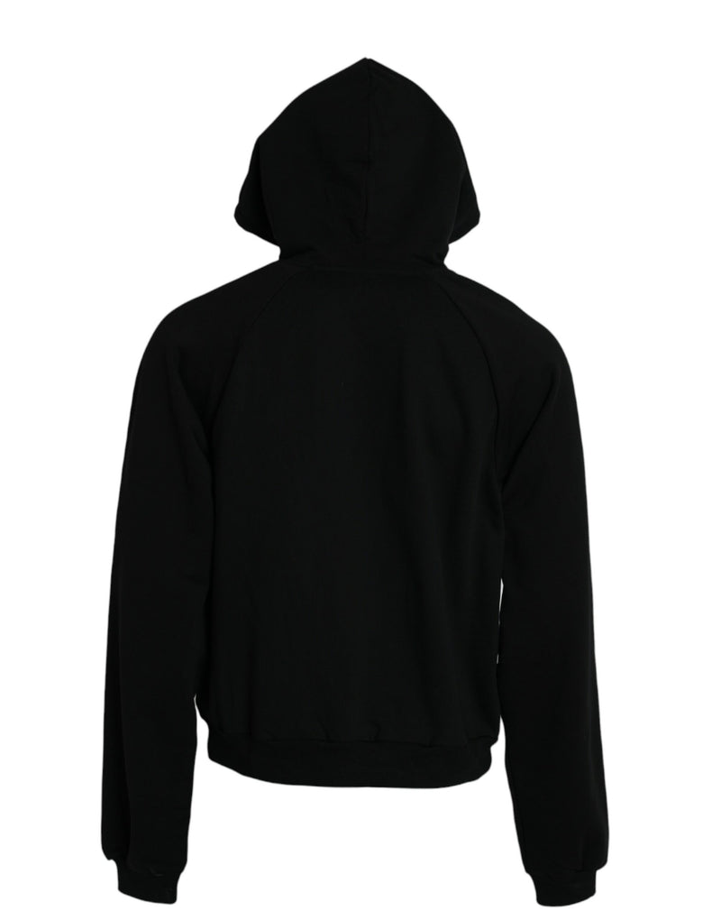 Black Cotton Logo Cooded Pullover Sweater