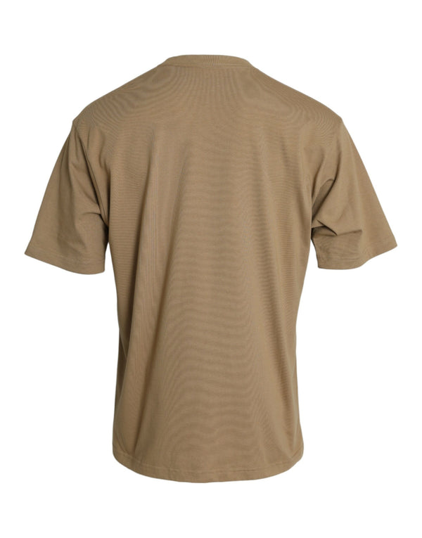 Brown Cotton Symbolic Jersey Vintage Crew Neck T-Shirt