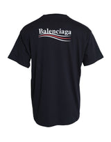 Dunkelblauer Baumwoll-Logo-Crew-Nacken kurzärmeles T-Shirt