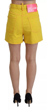 Pantaloncini da hotpants da donna larghi di cotone giallo