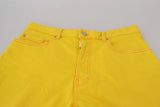 Pantaloncini da hotpants da donna larghi di cotone giallo