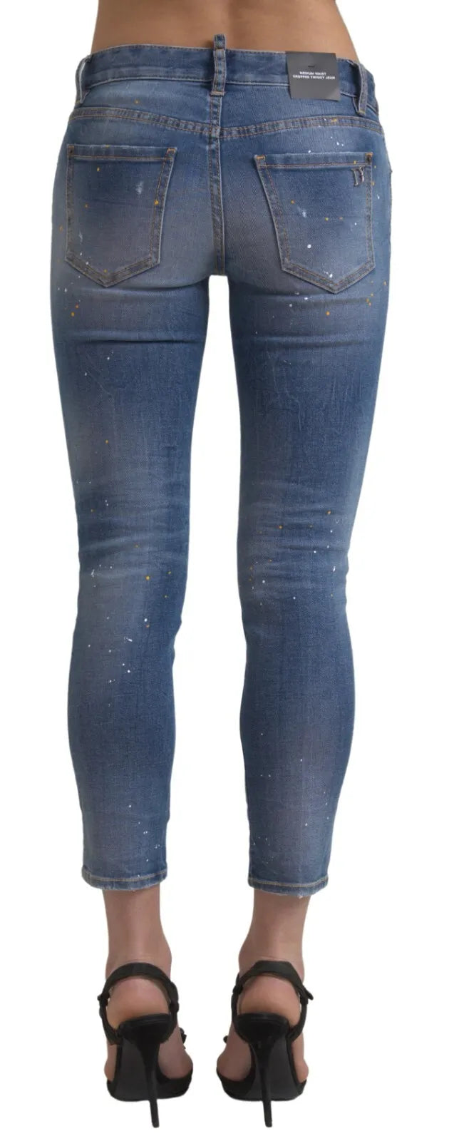 Jeans de mezclilla de twiggy recortada de cintura media azul