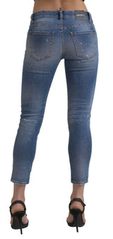 Blaue mittlere Taille geschnittene Zweiggy -Denim -Jeans