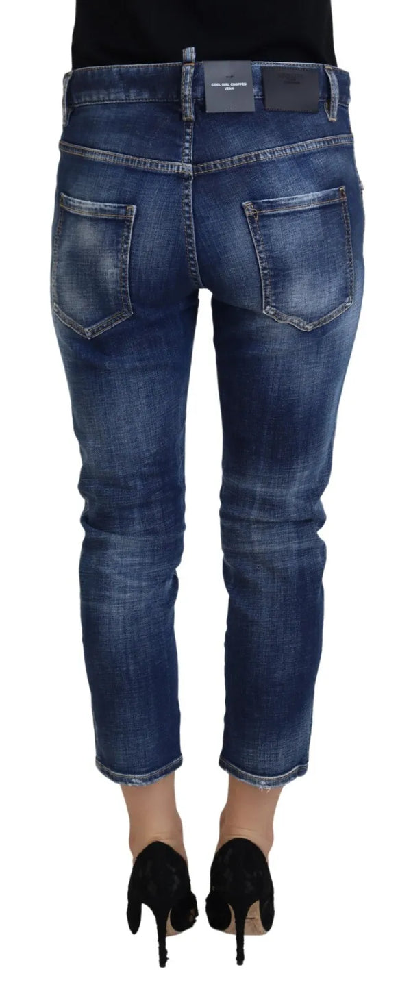 Blaue Baumwolle mittlere Taille geschnittene Jeans -Jeans cooles Mädchen