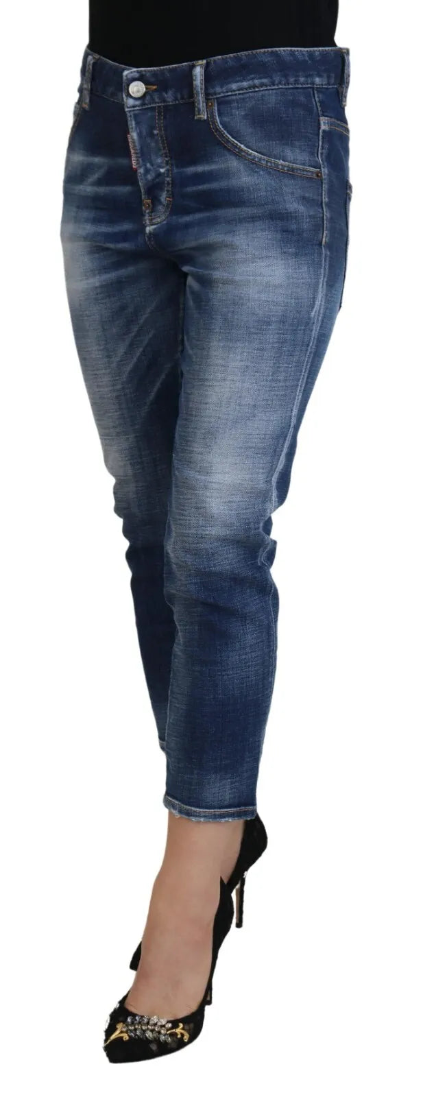 Jeans in denim corto di cotone blu cotone cool