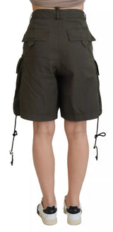 Green High Taist Cargo Bermuda Femmes Shorts