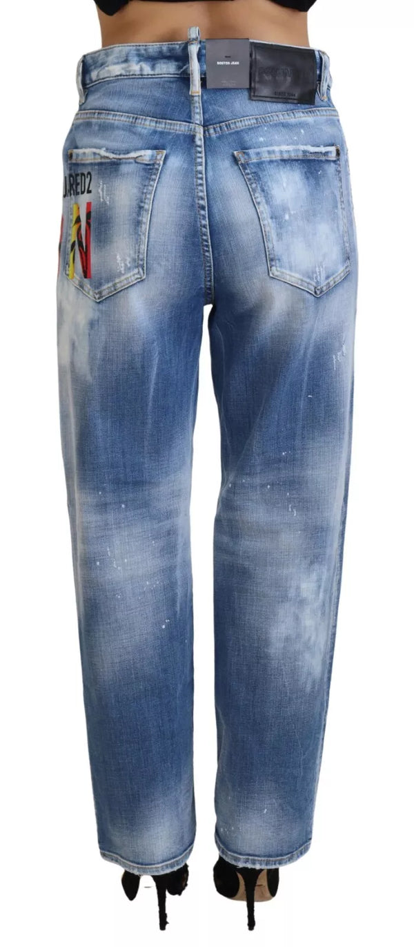 Blue Icon High Taille Gerade Denim Jeans Boston