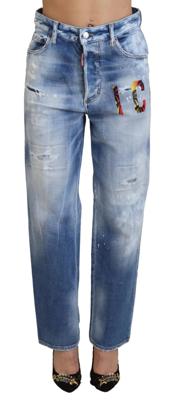 Blue Icon High Taille Gerade Denim Jeans Boston