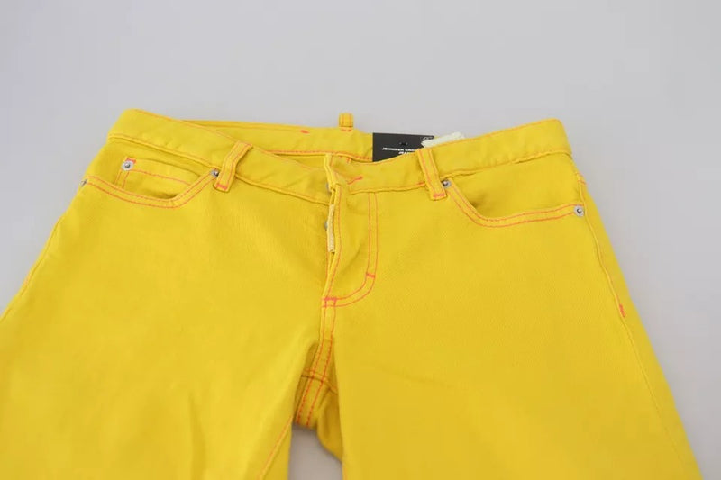 Cotone giallo a bassa vita corto jennifer jeans in denim