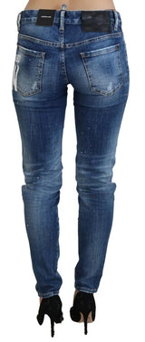 Icona blu bassa vita magra jennifer jeans in denim