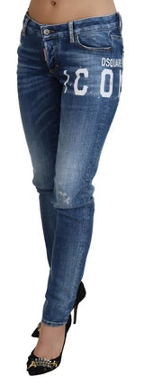 Icona blu bassa vita magra jennifer jeans in denim