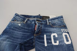 Icona blu bassa vita magra jennifer jeans in denim