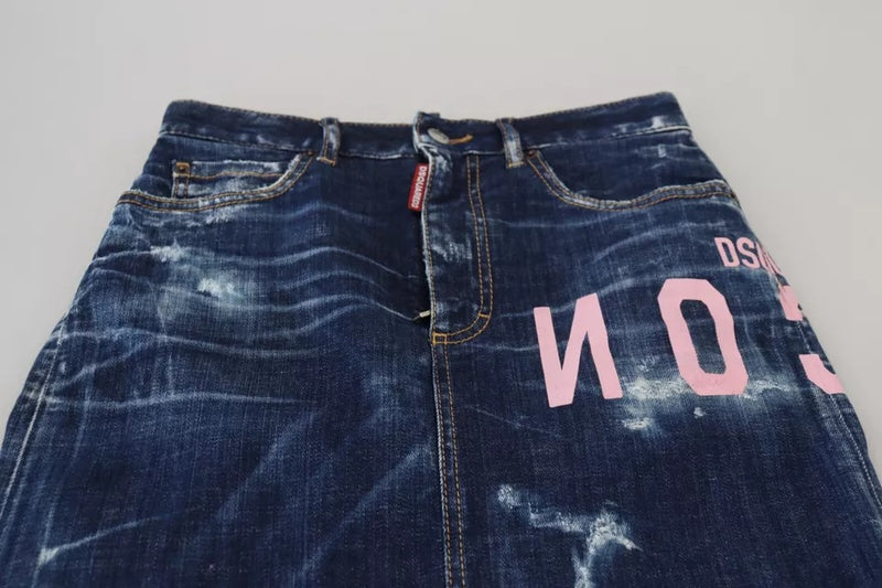 Μπλε εικονίδιο Υψηλή μέση denim mini boston jean φούστα