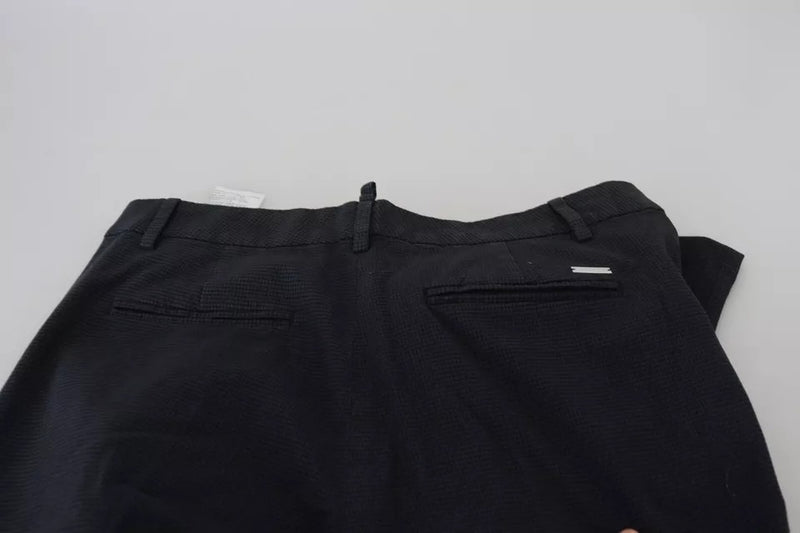 Pantalon droit à taille haute à carreaux noirs