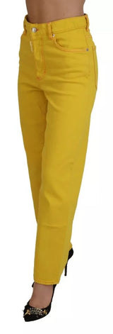 Jean Boston de la taille haute coton jaune