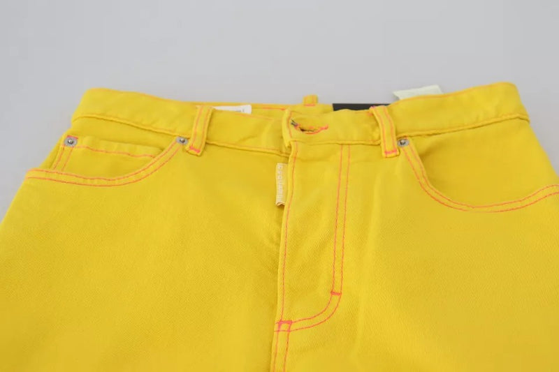 Algodón amarillo cintura alta Denim recta Boston Jeans