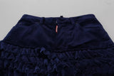 Blue Ruffles Highwaist Cotton Denim Boston Fit Pantal