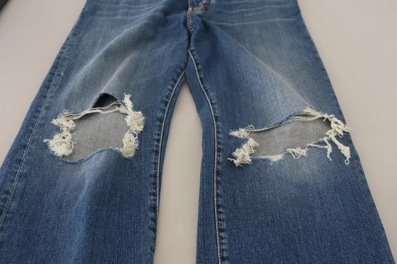 Jeans de mezclilla recta de cintura alta y angustiada