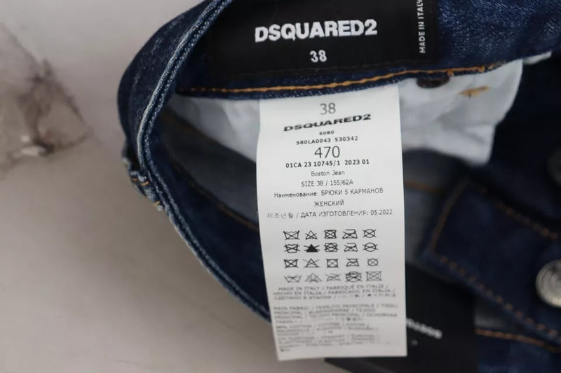 Μπλε εικονίδιο Υψηλή μέση ευθεία τζιν Denim Boston