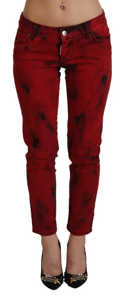 Pantalon maigre de la taille basse rouge