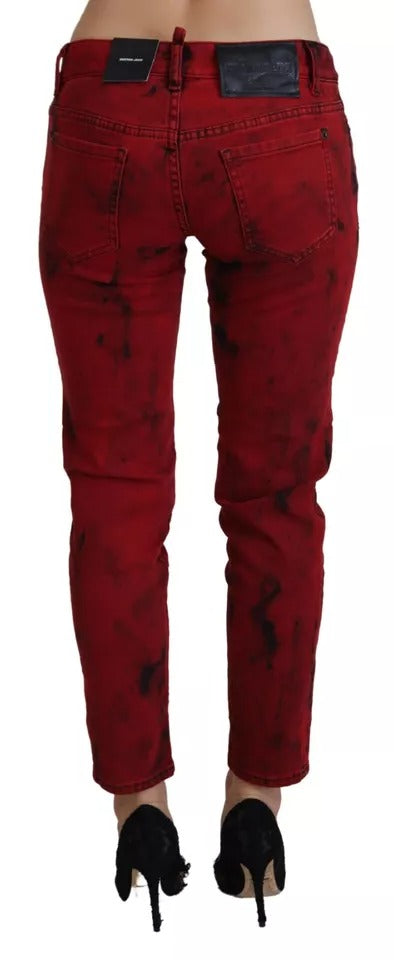 Pantalon maigre de la taille basse rouge