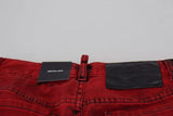 Pantalon maigre de la taille basse rouge