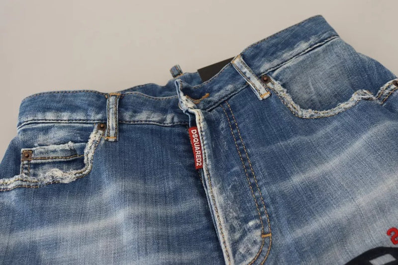 Blau gewaschene hohe Taille gerade Jeans Boston Jeans