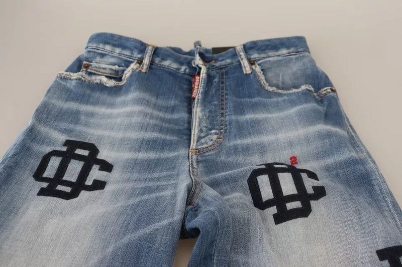 Blau gewaschene hohe Taille gerade Jeans Boston Jeans