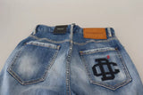 Blau gewaschene hohe Taille gerade Jeans Boston Jeans