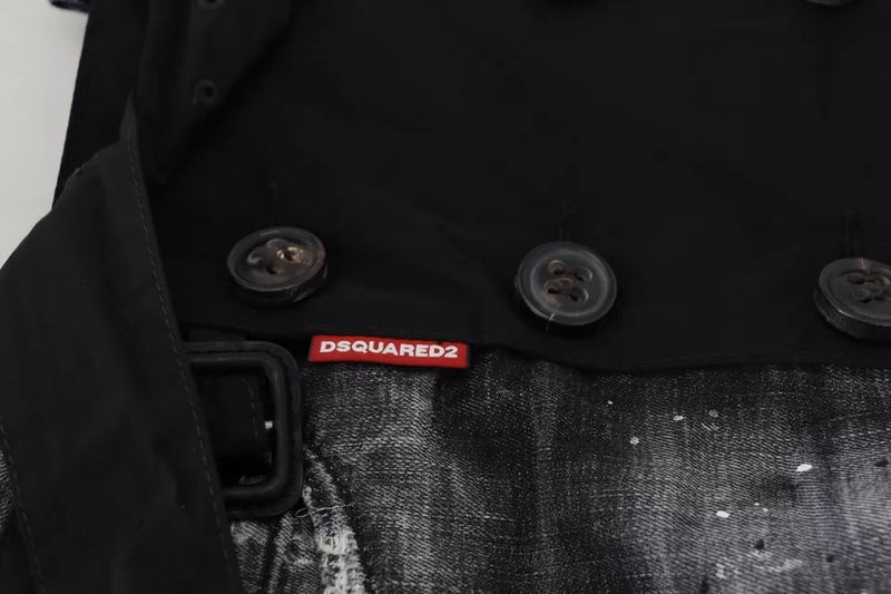 Schwarz verzweifelter mittlerer Taille A-Line-Denim-Minirock