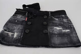 Schwarz verzweifelter mittlerer Taille A-Line-Denim-Minirock