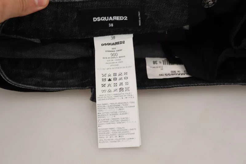 Μαύρη αναστατωμένη μέση μέση μίνι φούστα denim denim