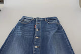 Blue Distressed High Taille Bleistift geschnittenen Jeansrock