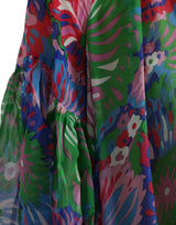 Vestido multicolor de seda floral kaftan maxi