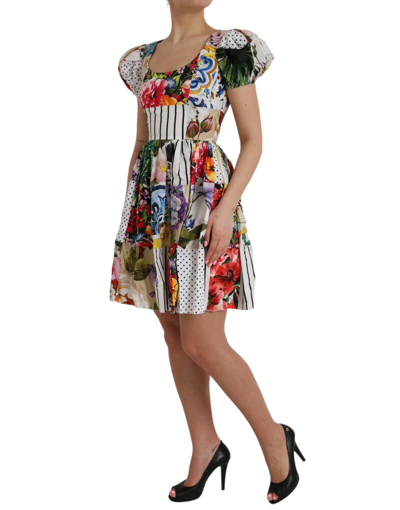 Patchwork multicolor aline Mini Mini Vestido