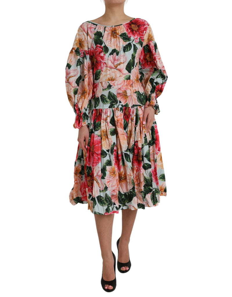 Robe plissée en cotonaline florale multicolore