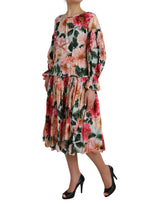 Robe plissée en cotonaline florale multicolore