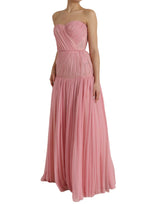 Robe de robe rose sans bretelles maxi maxi A-line