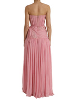 Pink Silk Strapless Maxi A-line φόρεμα φόρεμα