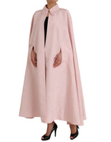 Light Pink Silk Long Maxi Cape Coat Jacket