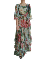 Robe maxi à imprimé floral bleu