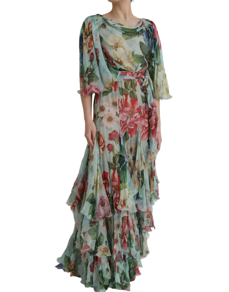 Robe maxi à imprimé floral bleu