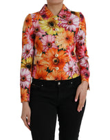 Chaqueta de abrigo blazer multicolor de brocado floral