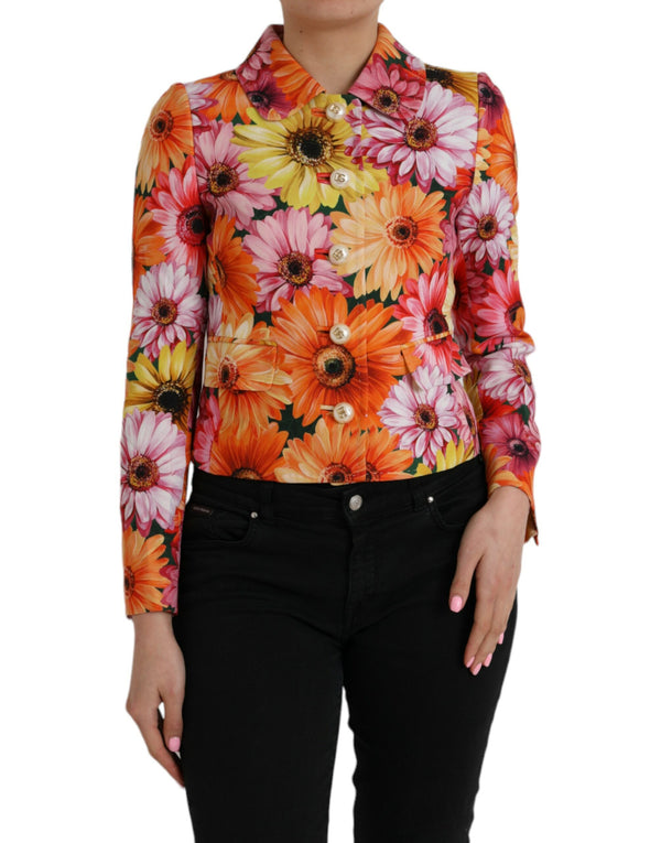 Veste de blouson à manteau floral à floral multicolore