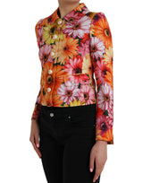 Chaqueta de abrigo blazer multicolor de brocado floral