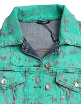 Veste en jean recadré en coton vert